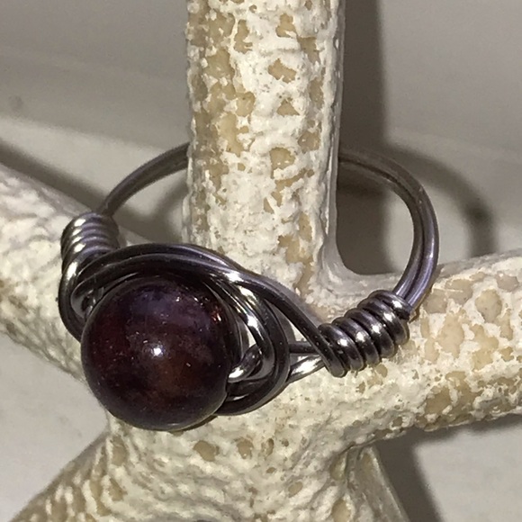 Titanium wire wrapped garnet ring 6.5 gemstone new - Picture 4 of 4